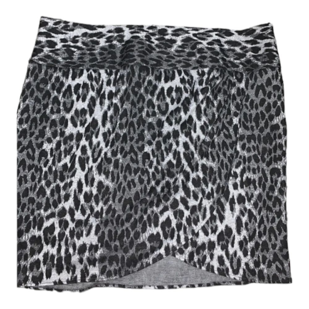 Lane Bryant Skirt Animal Print Faux Wrap Style Gray Black Plus Size 24